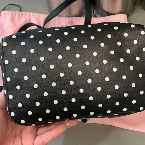 Kate Spade New York Minnie Mouse Drawstring Flap Backpack Black Dot Bow - Picture 7 of 13